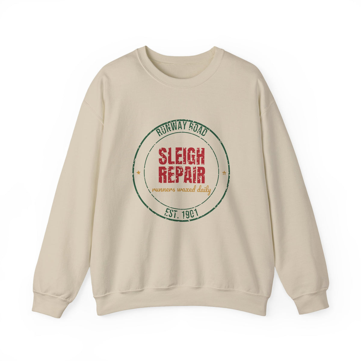Runway Road Sleigh Repair Est. 1901 Sweatshirt, Vintage Christmas Crewneck Sweatshirt