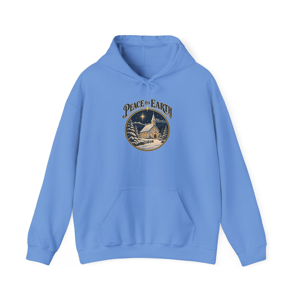 Peace on Earth Snowy Country Church Hoodie, Peace on Earth Christmas Hoodie