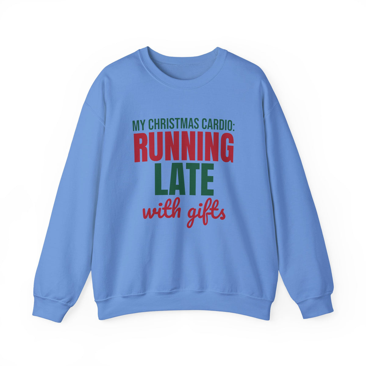 My Christmas Cardio Running Late With Gifts Sweatshirt, Funny Christmas Crewneck Sweatshirt