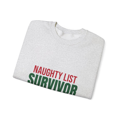 Naughty List Survivor Sweatshirt, Funny Christmas Crewneck