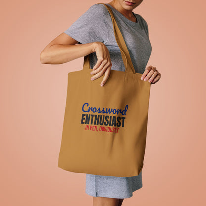 Crossword Enthusiast In Pen Obviously Tote Bag, Crossword Enthusiast Canvas Tote Bag
