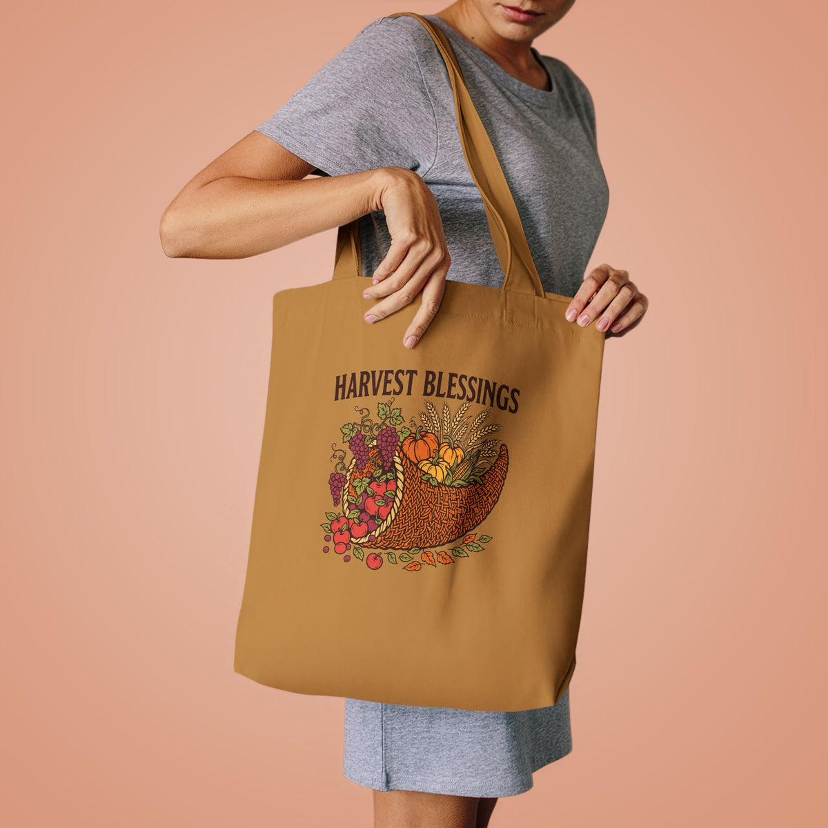 Harvest Blessings Tote Bag, Fall Harvest Canvas Tote Bag