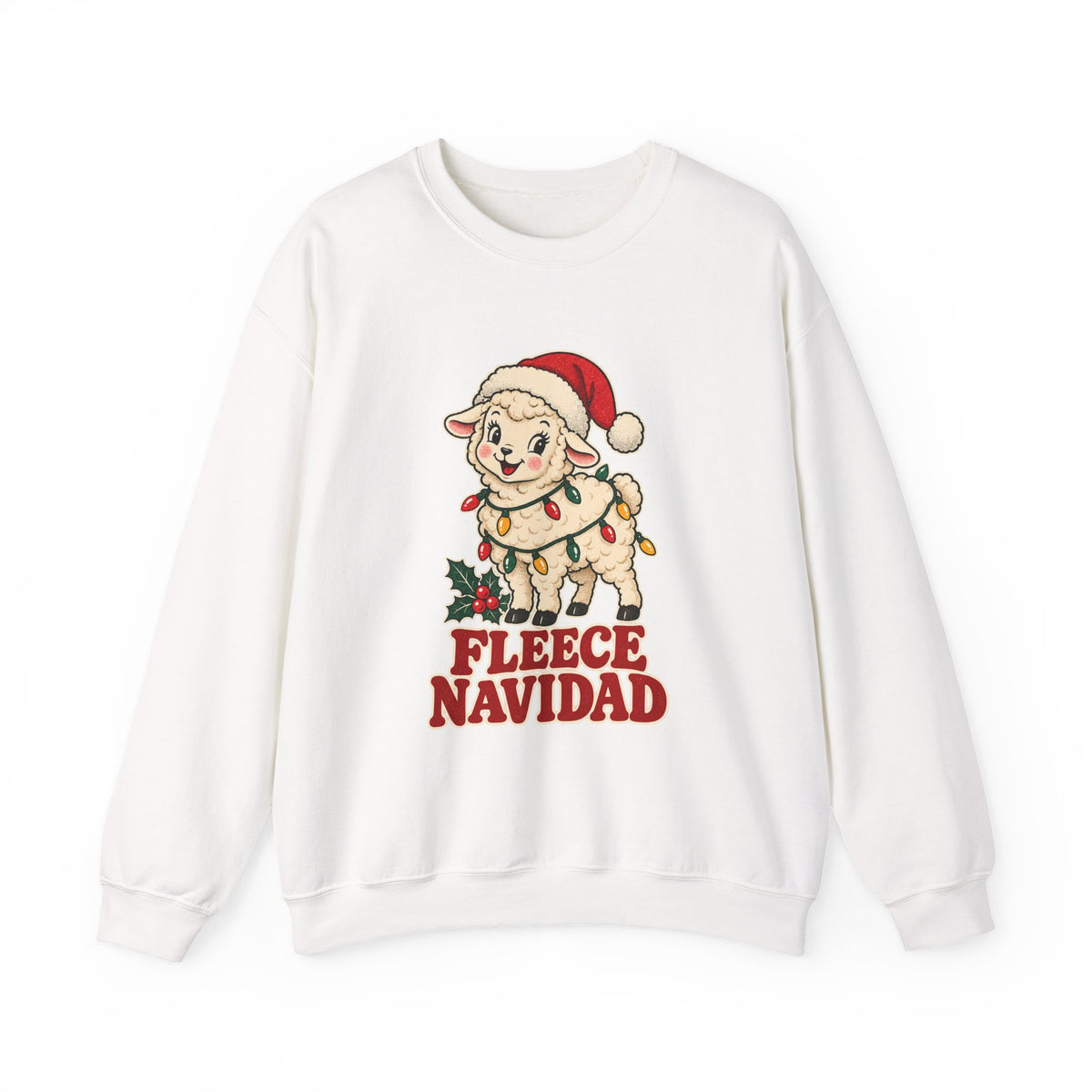Fleece Navidad Christmas Sheep Sweatshirt, Sheep Christmas Crewneck Sweatshirt