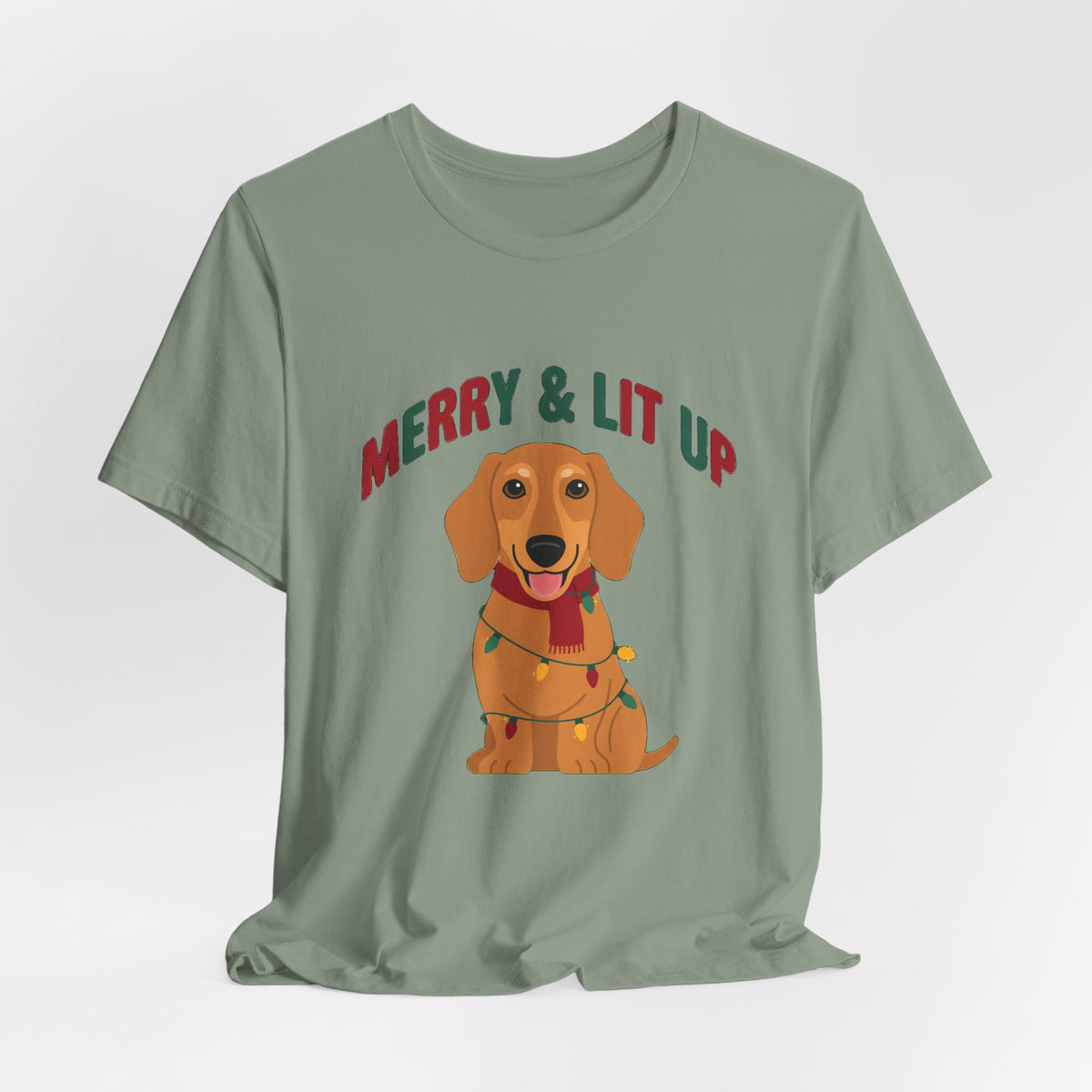 Merry and Lit Up Dachshund Christmas Lights Shirt, Dachshund Christmas Lights T-Shirt