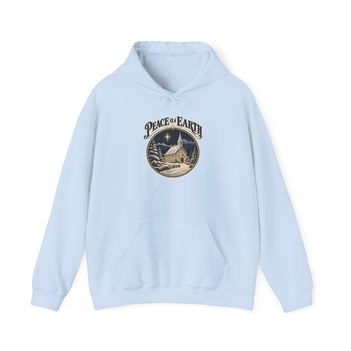Peace on Earth Snowy Country Church Hoodie, Peace on Earth Christmas Hoodie