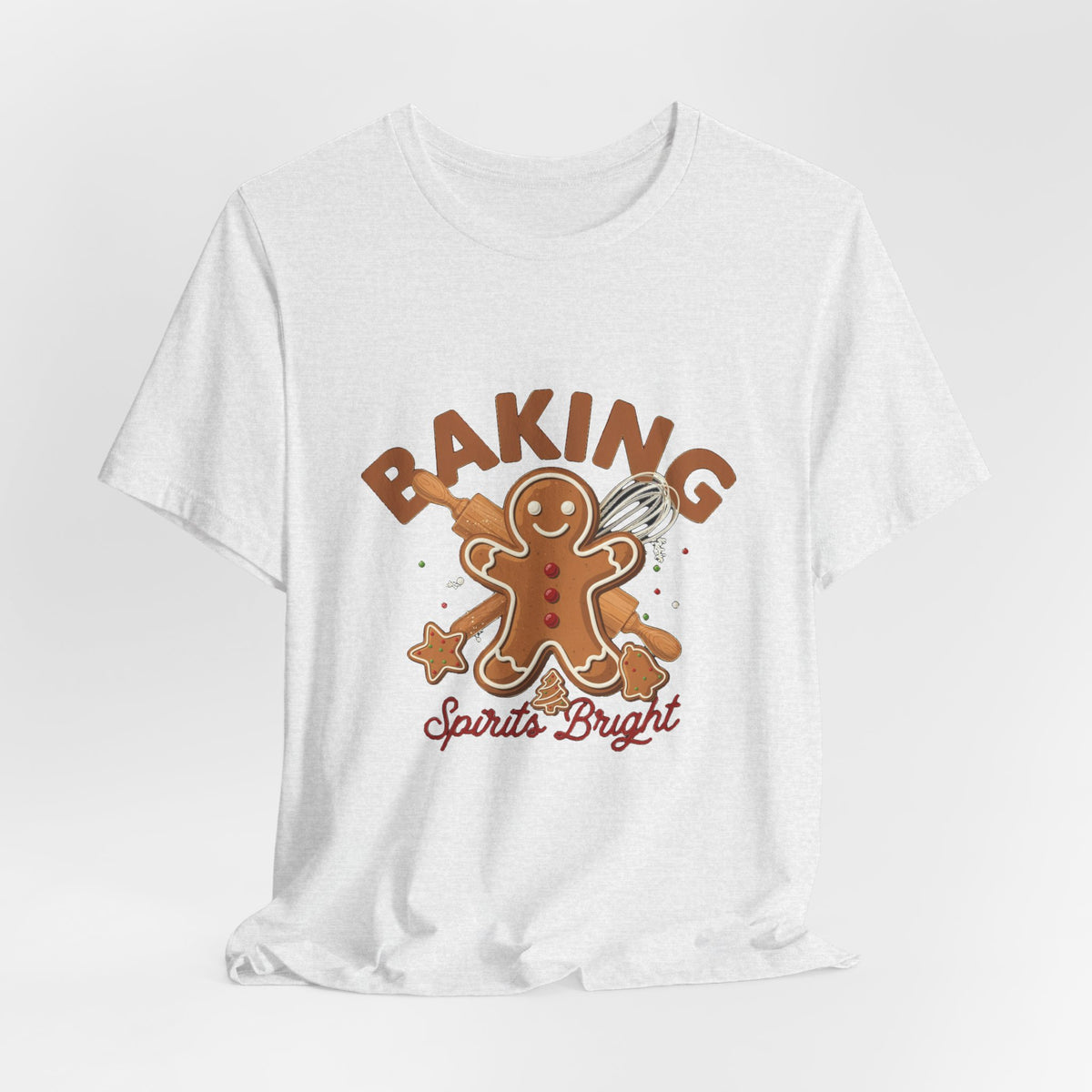 Baking Spirits Bright Shirt, Christmas Baking T-Shirt, Gingerbread Holiday Tee