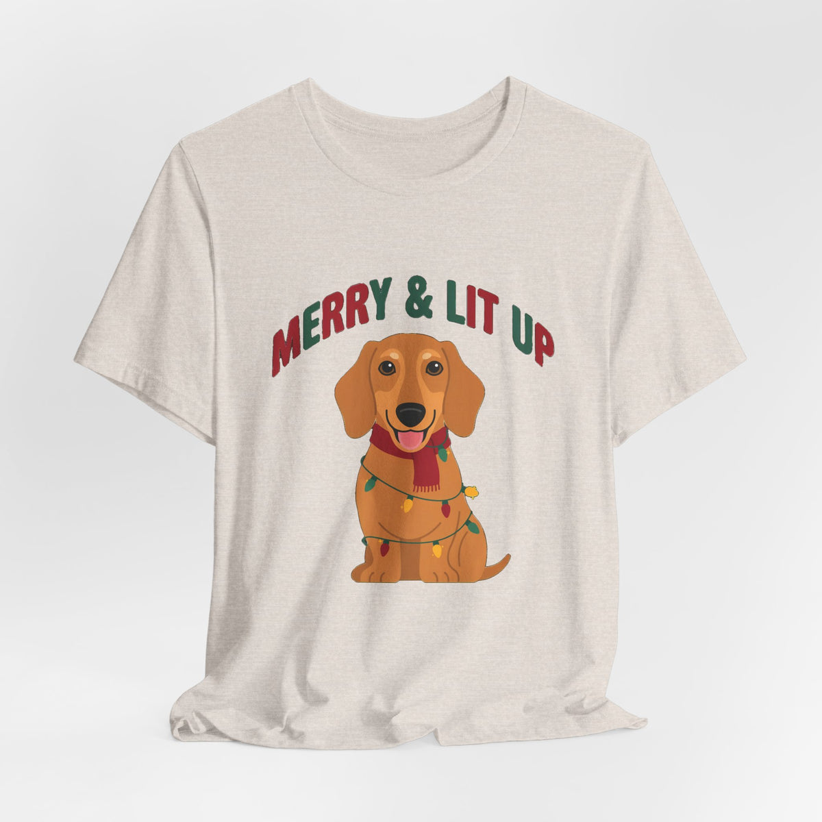 Merry and Lit Up Dachshund Christmas Lights Shirt, Dachshund Christmas Lights T-Shirt