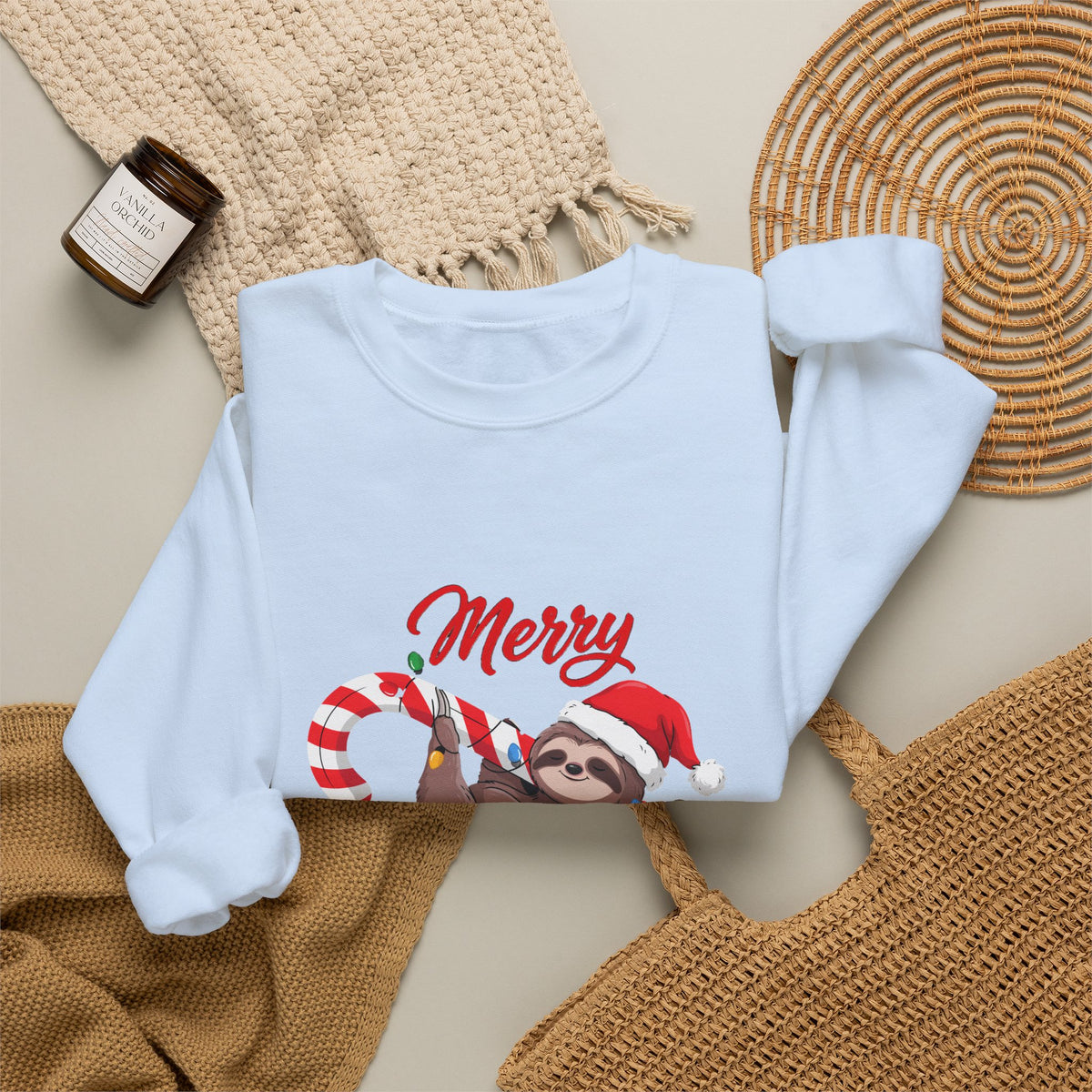 Merry Slothmas Sweatshirt, Funny Sloth Christmas Crewneck
