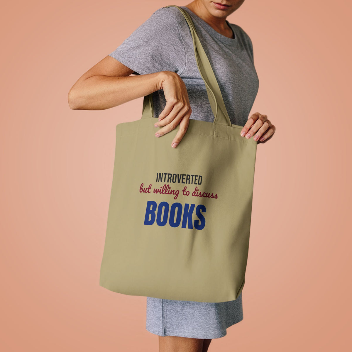 Introverted But Willing to Discuss Books Tote Bag, Introvert Book Lover Canvas Tote Bag