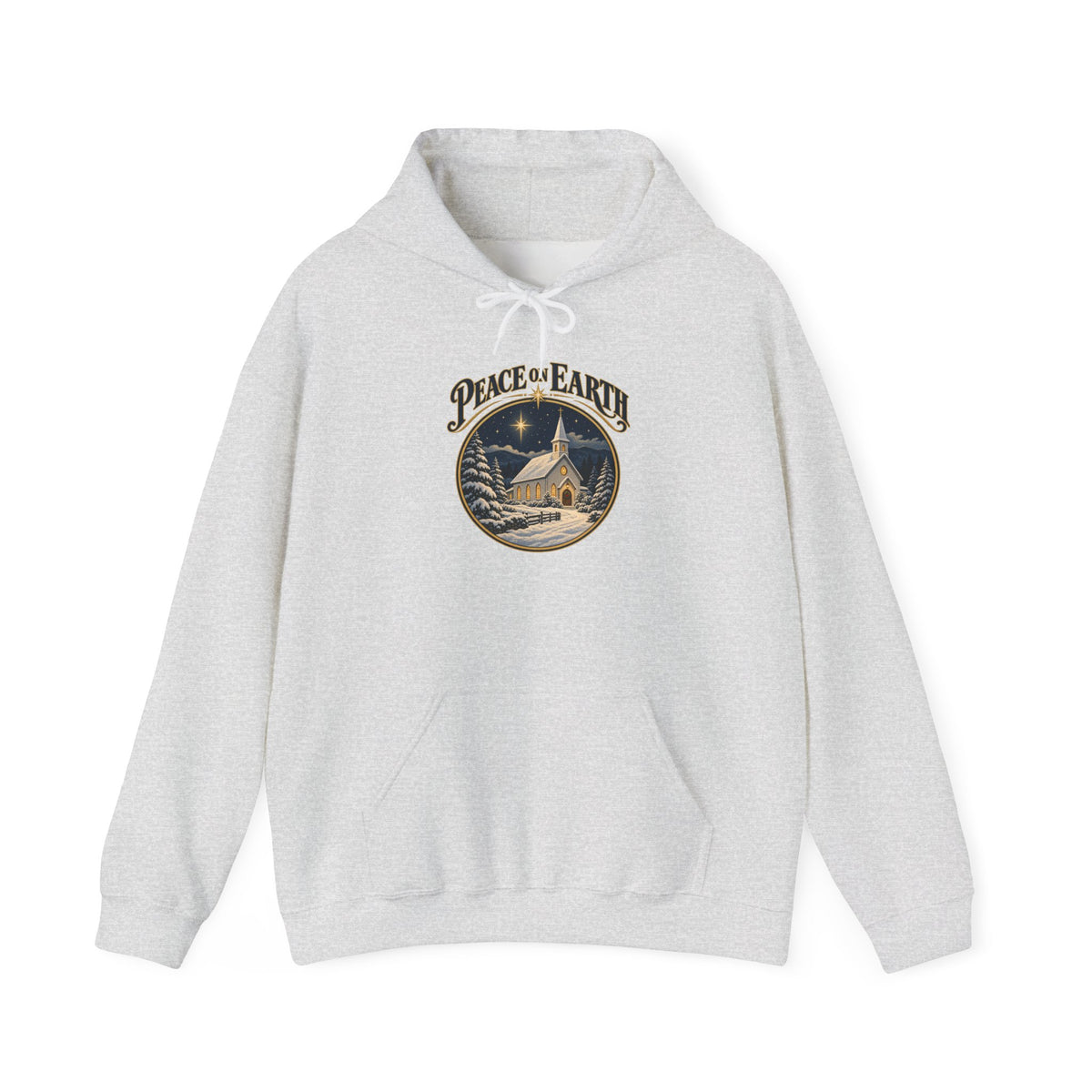 Peace on Earth Snowy Country Church Hoodie, Peace on Earth Christmas Hoodie