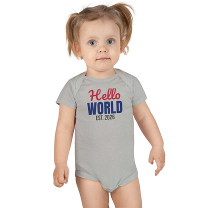 Hello World Est 2026 Newborn Baby Bodysuit, Coming Home Outfit
