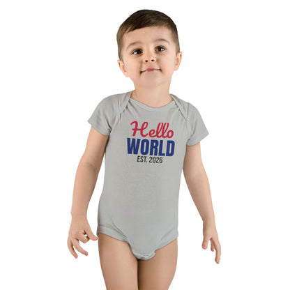 Hello World Est 2026 Newborn Baby Bodysuit, Coming Home Outfit