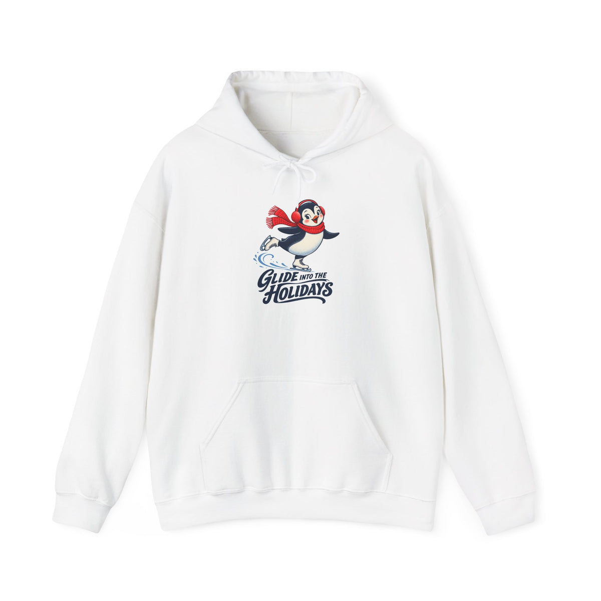 Glide Into the Holidays Ice Skating Penguin Hoodie, Skating Penguin Hoodie