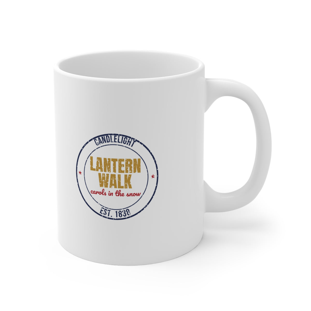 Candlelight Lantern Walk Est. 1838 Mug, Vintage Christmas Coffee Mug 11oz lifestyle