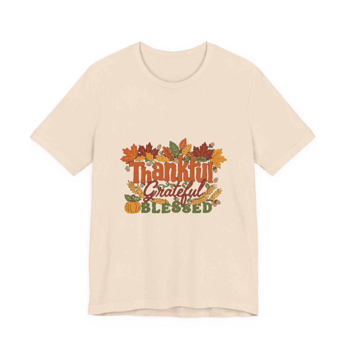 Thankful Grateful Blessed Shirt, Fall Thanksgiving T-Shirt, Autumn Leaves Tee