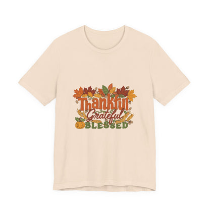 Thankful Grateful Blessed Shirt, Fall Thanksgiving T-Shirt, Autumn Leaves Tee