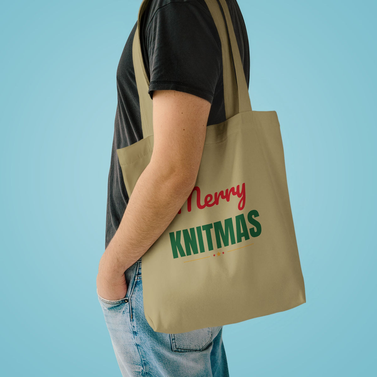 Merry Knitmas Tote Bag, Knitting Project Canvas Tote Bag