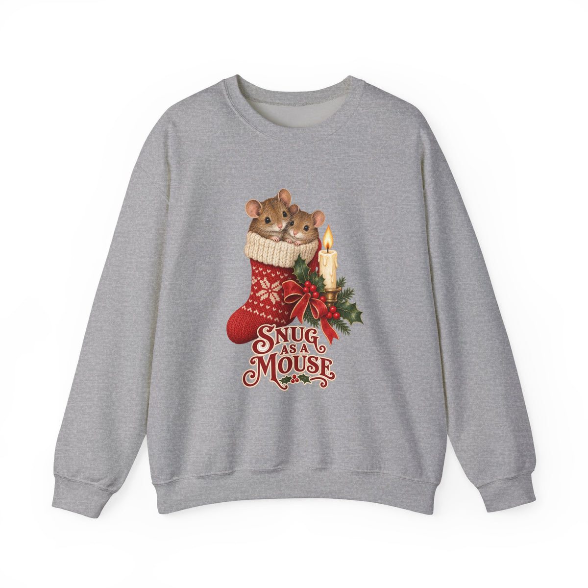 Snug as a Mouse Christmas Stocking Mice Sweatshirt, Christmas Mice Crewneck Sweatshirt