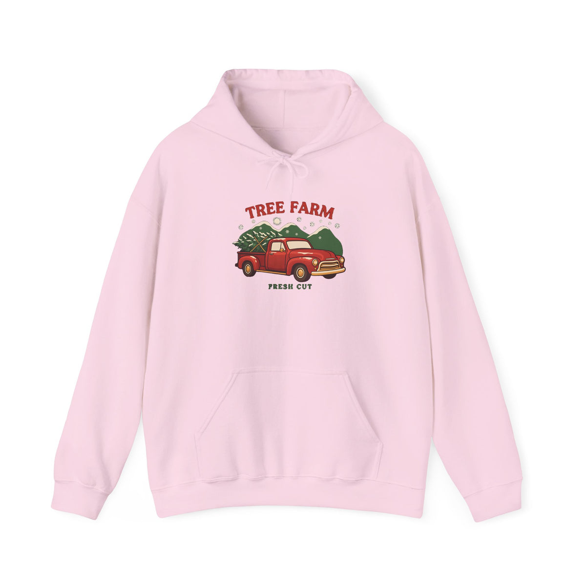 Christmas Tree Farm Hoodie, Vintage Red Truck Christmas Hooded Sweatshirt