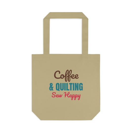 Coffee and Quilting Sew Happy Tote Bag