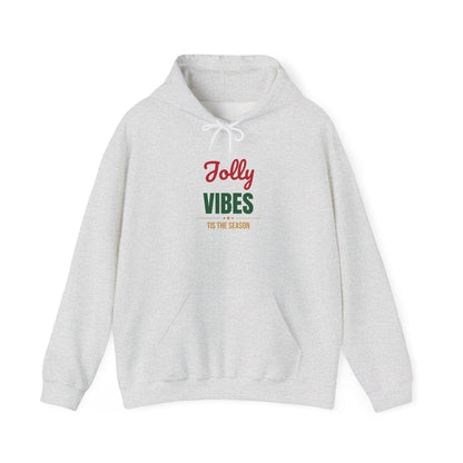 Jolly Vibes Tis the Season Hoodie, Christmas Hooded Sweatshirt, Retro Holiday Hoodie