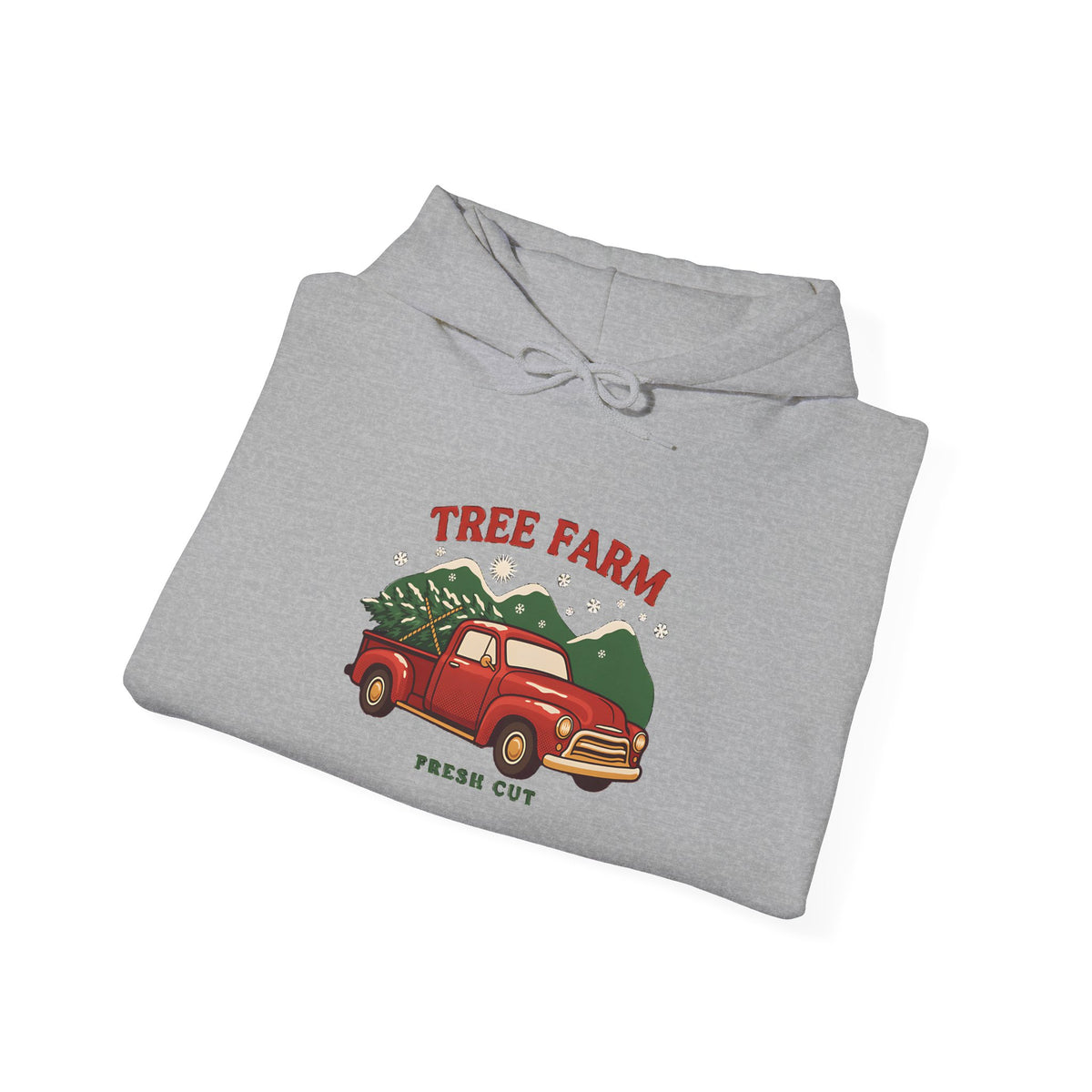 Christmas Tree Farm Hoodie, Vintage Red Truck Christmas Hooded Sweatshirt