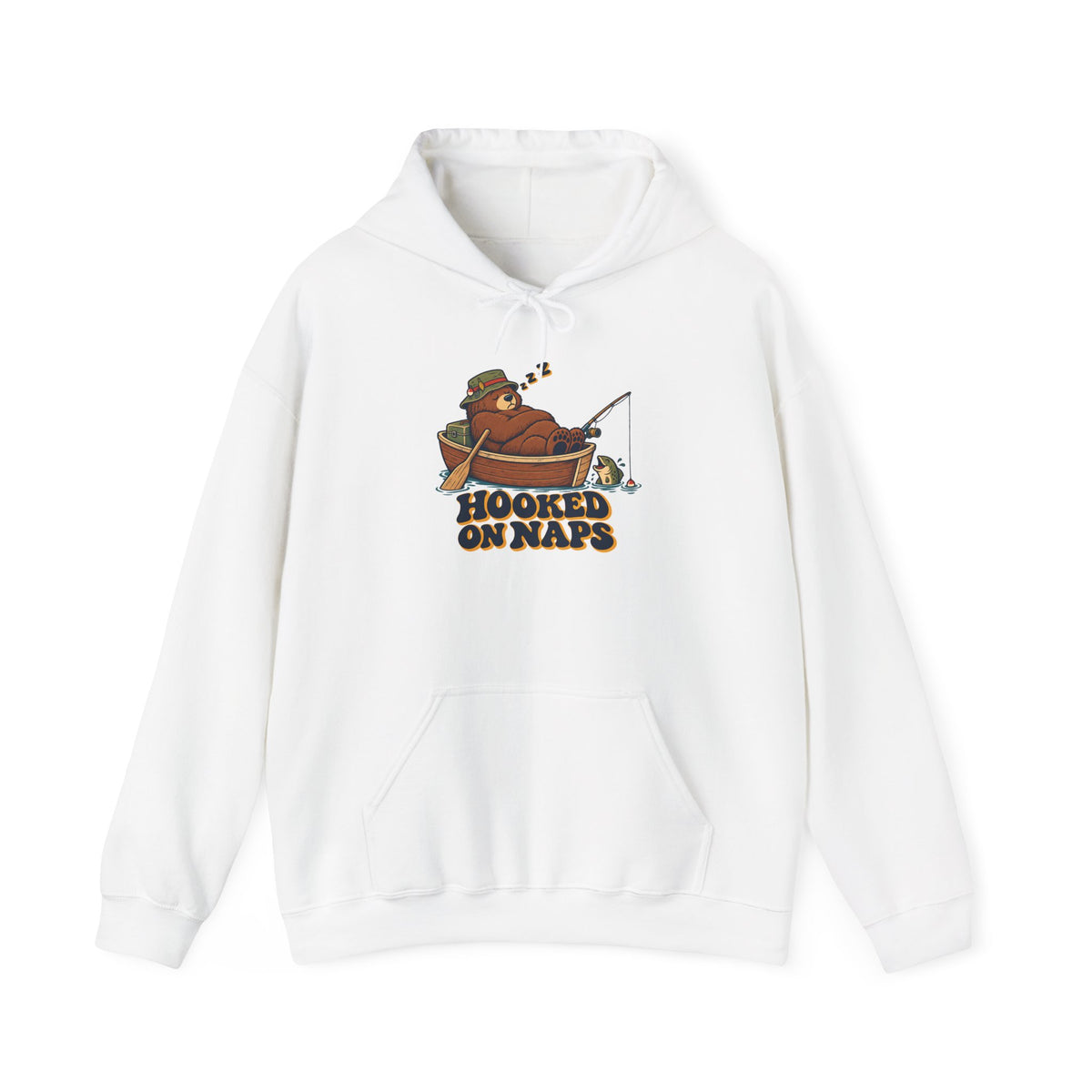 Hooked on Naps Fishing Bear Hoodie, Funny Fishing Hoodie