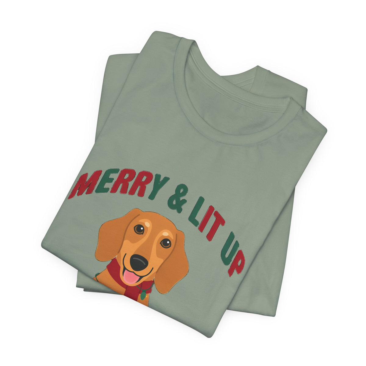 Merry and Lit Up Dachshund Christmas Lights Shirt, Dachshund Christmas Lights T-Shirt
