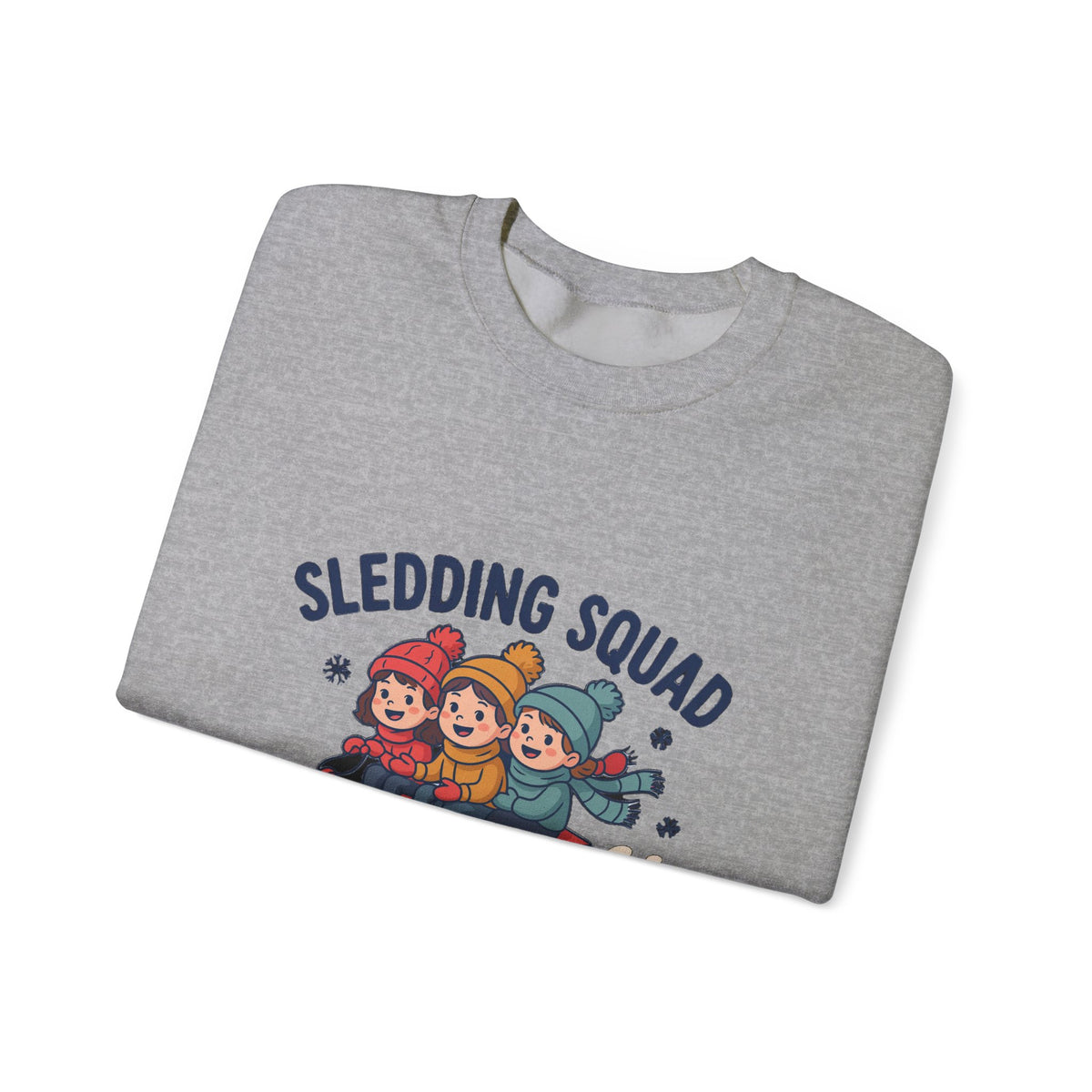 Sledding Squad Winter Kids Sweatshirt, Sledding Squad Crewneck Sweatshirt