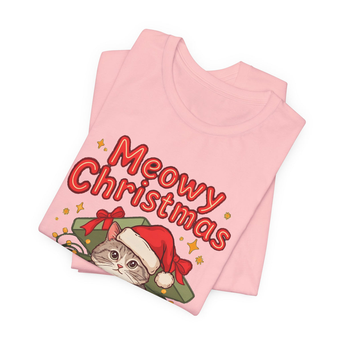Meowy Christmas Shirt, Funny Cat Christmas T-Shirt, Gift for Cat Lovers