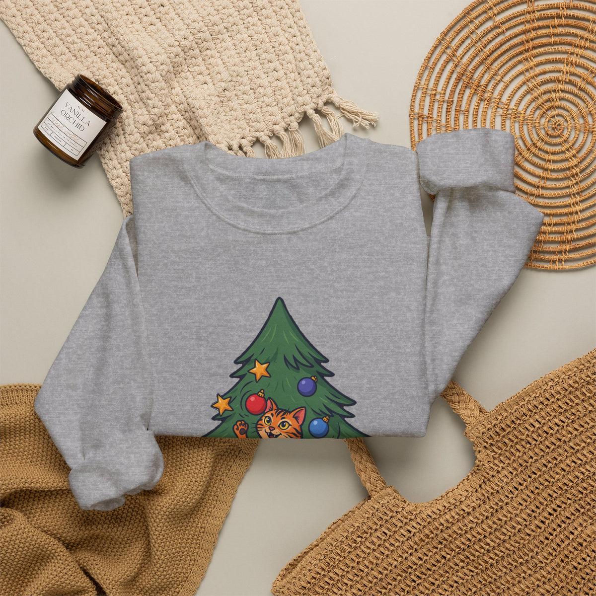 Ornament Inspector Christmas Cat Sweatshirt, Ornament Inspector Cat Crewneck Sweatshirt
