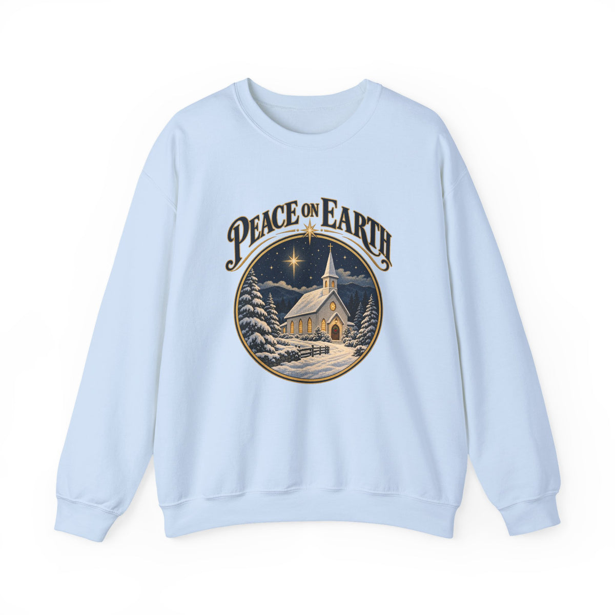 Peace on Earth Snowy Country Church Sweatshirt, Peace on Earth Christmas Crewneck Sweatshirt