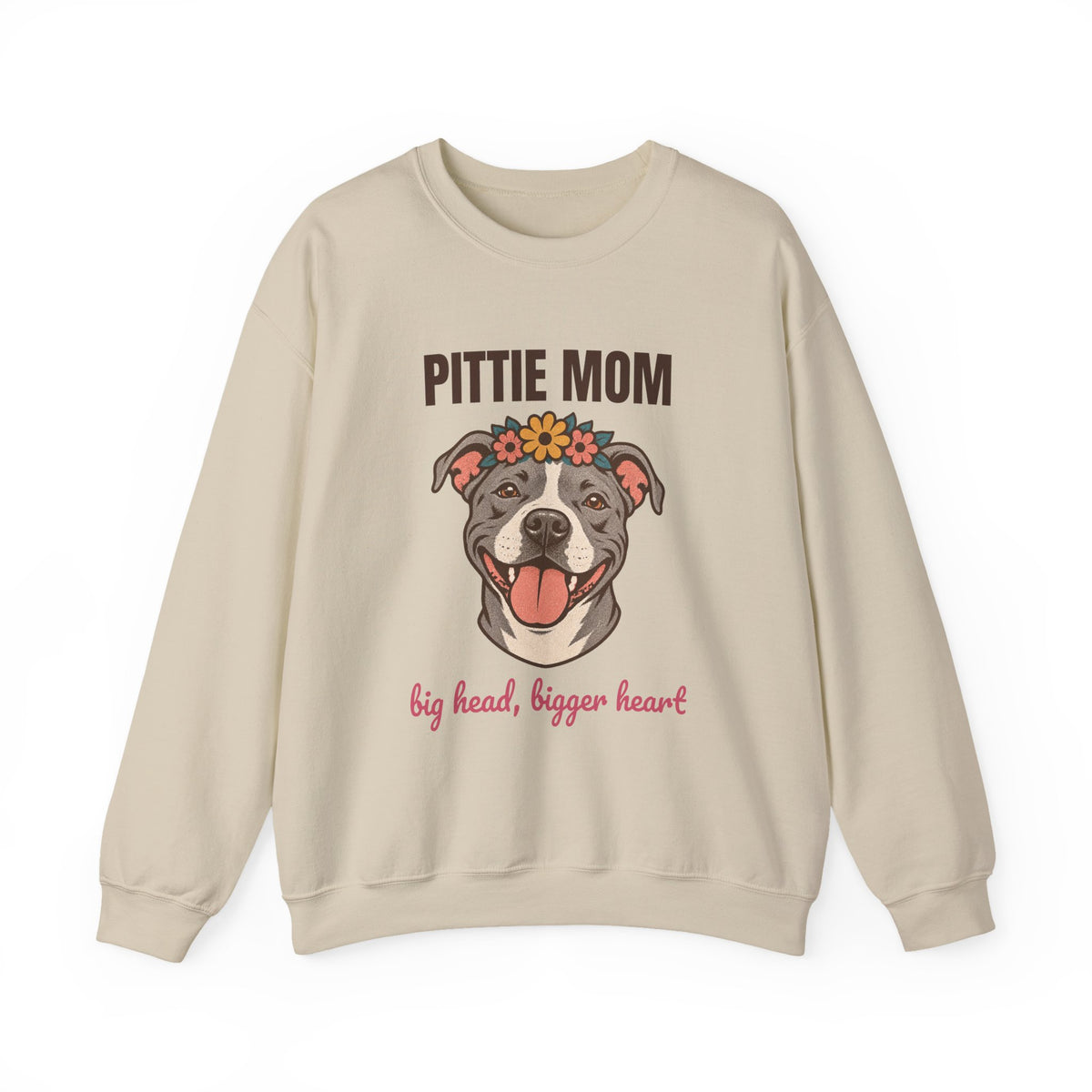 Pittie Mom Big Head Bigger Heart Sweatshirt, Vintage Pittie Mom Crewneck