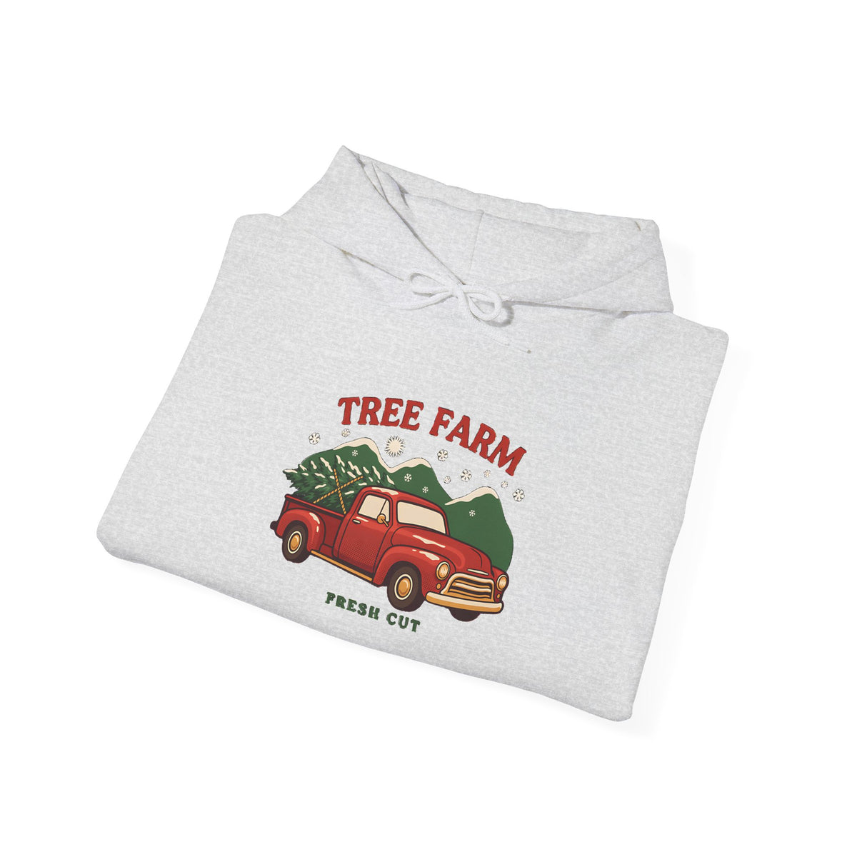 Christmas Tree Farm Hoodie, Vintage Red Truck Christmas Hooded Sweatshirt