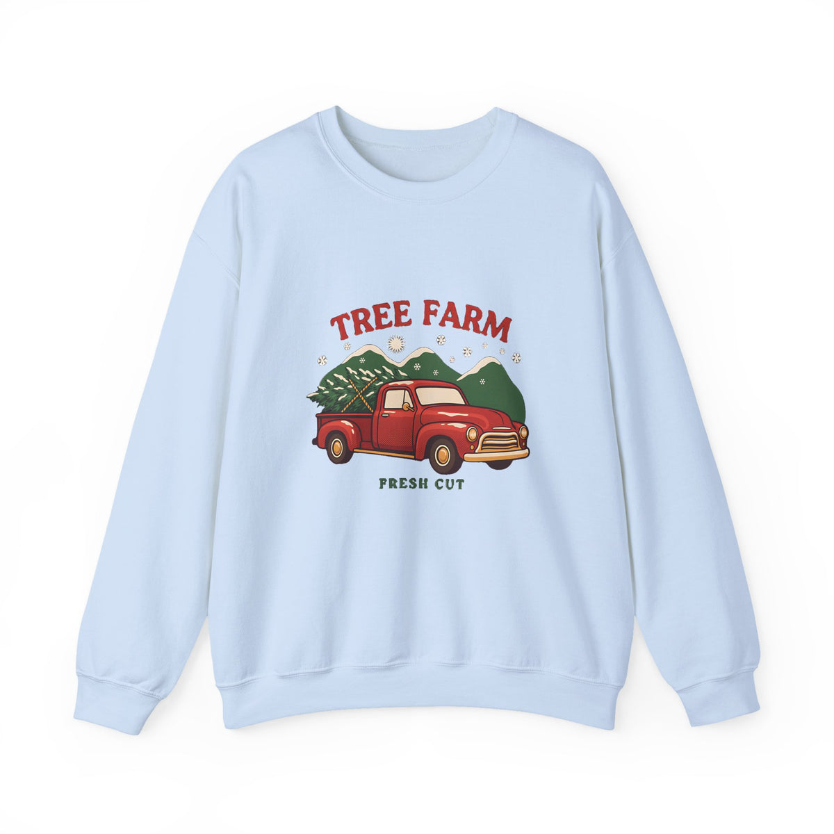 Christmas Tree Farm Sweatshirt, Vintage Red Truck Christmas Crewneck, Cozy Holiday Sweater