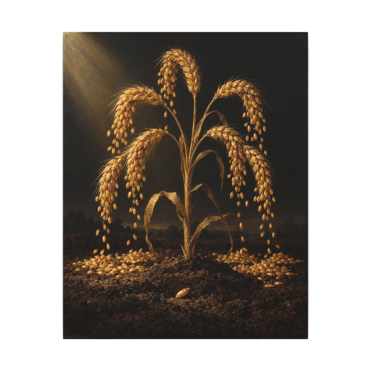 Seven Ears From One Seed Canvas Wall Art, Symbolic Oil Painting Print, By Xudeyda
