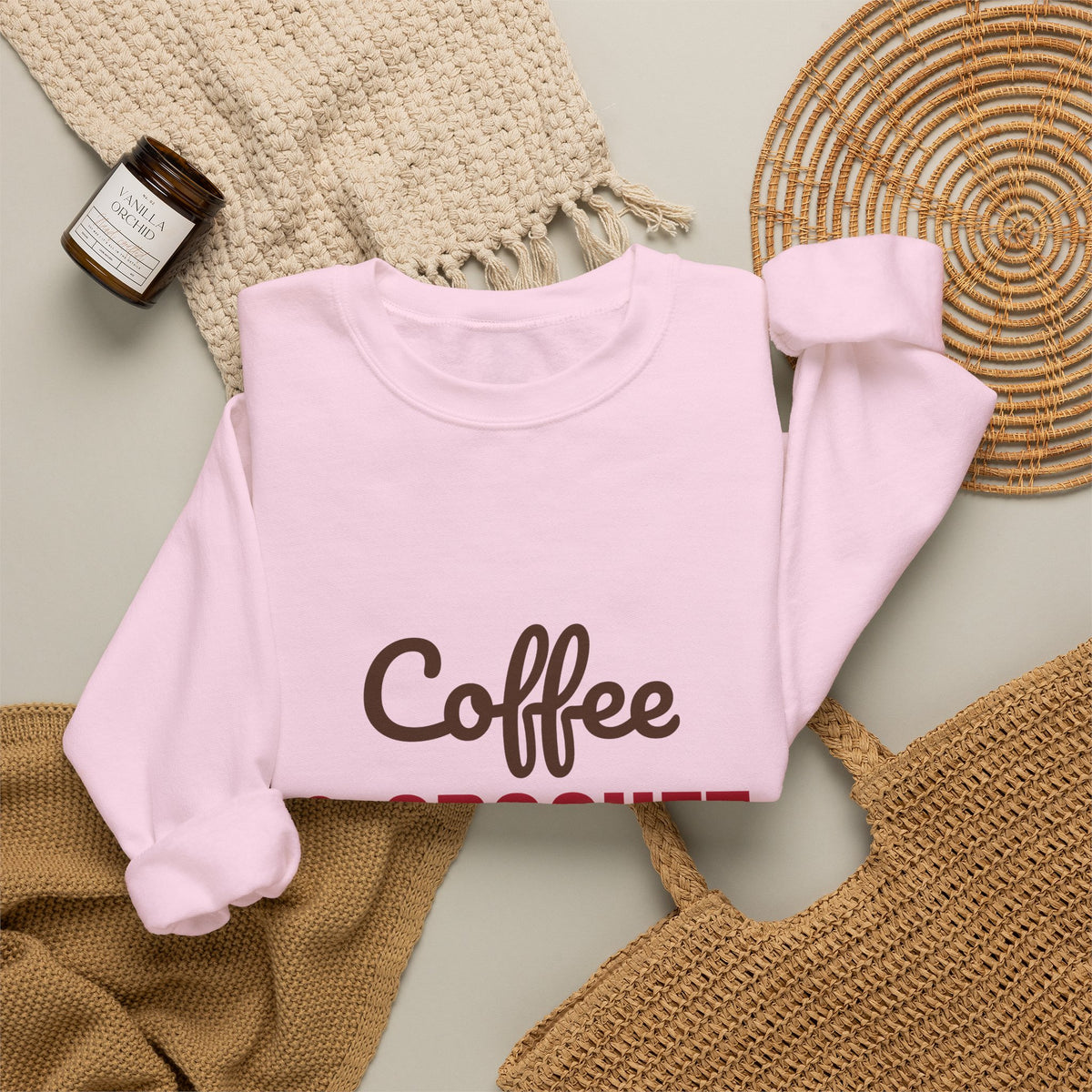 Coffee and Crochet Hooked on Both Sweatshirt, Crochet Crewneck, Yarn Lover Gift