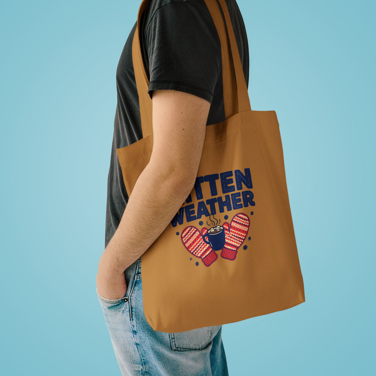 Mitten Weather Hot Cocoa Tote Bag, Mitten Weather Canvas Tote Bag