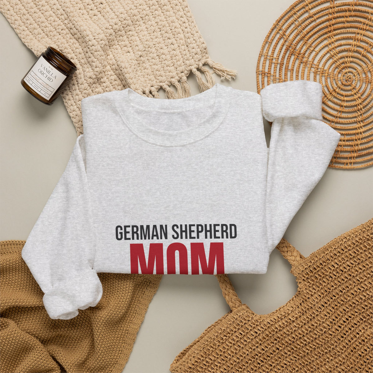 German Shepherd Mom Loyal Shadow Included Sweatshirt, German Shepherd Mom Crewneck Sweatshirt