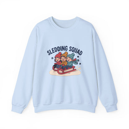 Sledding Squad Winter Kids Sweatshirt, Sledding Squad Crewneck Sweatshirt