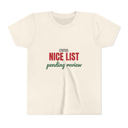 Status Nice List Pending Review Kids Shirt, Kids Nice List Pending Christmas Tee