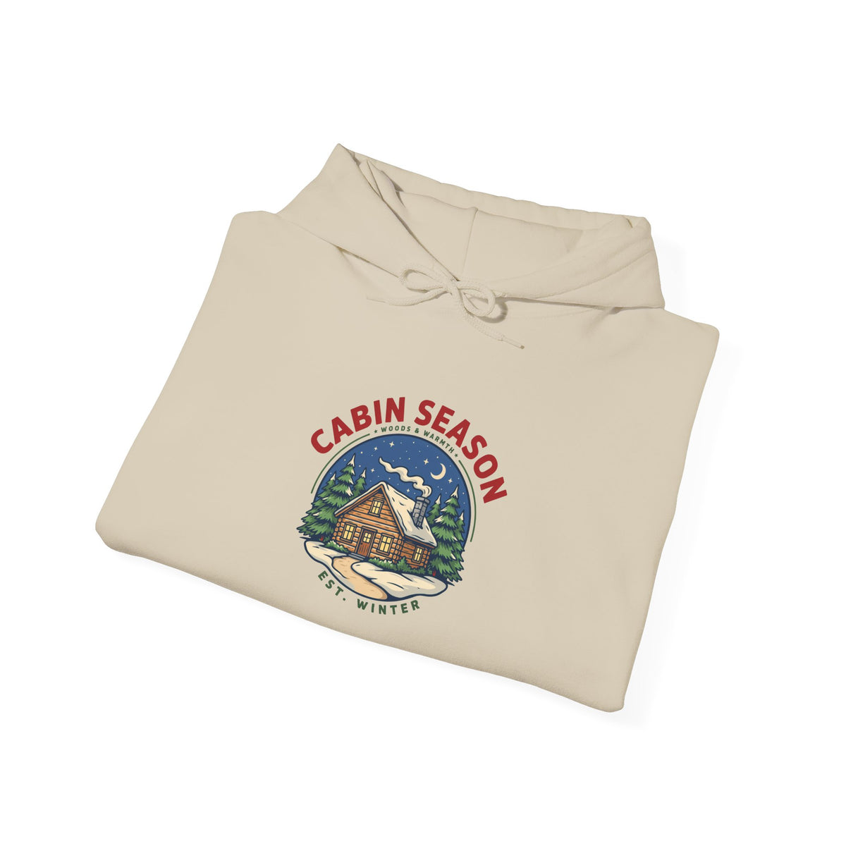 Cabin Season Hoodie, Winter Cabin Hooded Sweatshirt