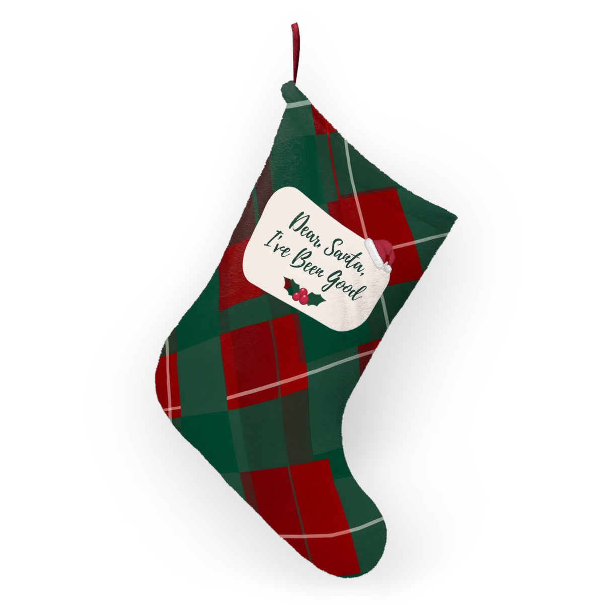 Dear Santa I've Been Good Christmas Stocking, Buffalo Plaid Holiday Stocking, Family Christmas Decor