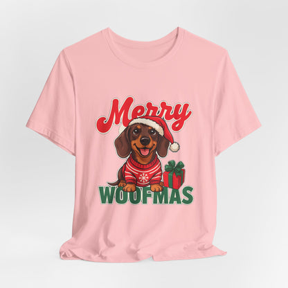Merry Woofmas Shirt, Dachshund Christmas T-Shirt, Dog Lover Holiday Tee