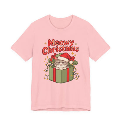 Meowy Christmas Shirt, Funny Cat Christmas T-Shirt, Gift for Cat Lovers