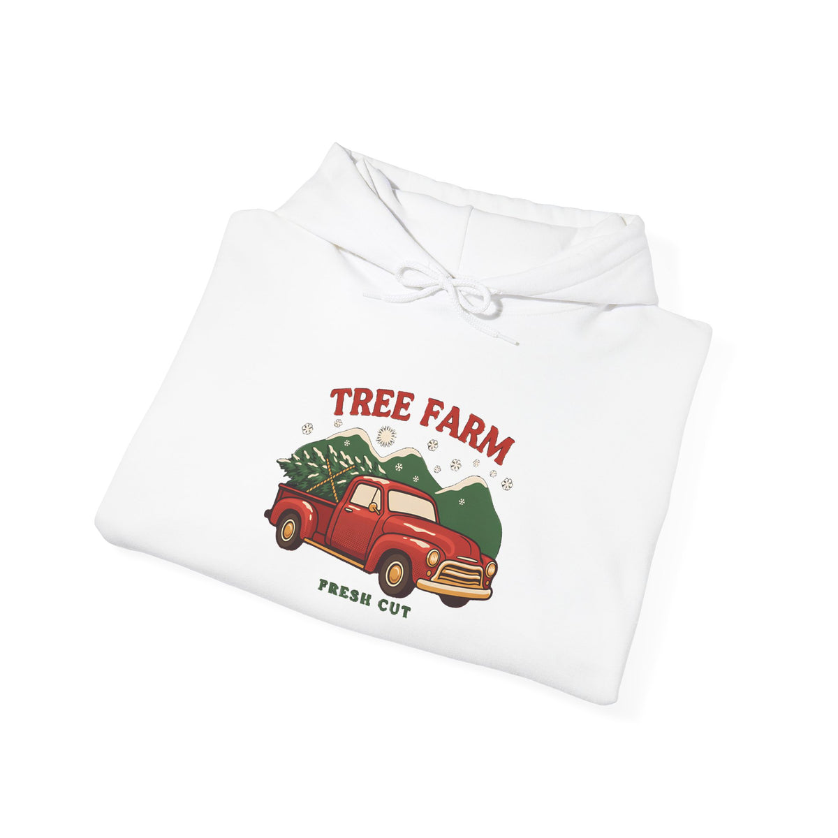 Christmas Tree Farm Hoodie, Vintage Red Truck Christmas Hooded Sweatshirt