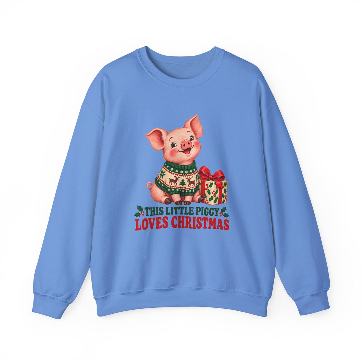 This Little Piggy Loves Christmas Sweatshirt, Pig Christmas Crewneck Sweatshirt