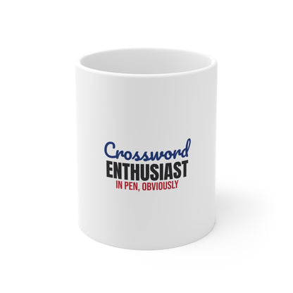 Crossword Enthusiast In Pen Obviously Mug, Crossword Enthusiast Mug 11oz