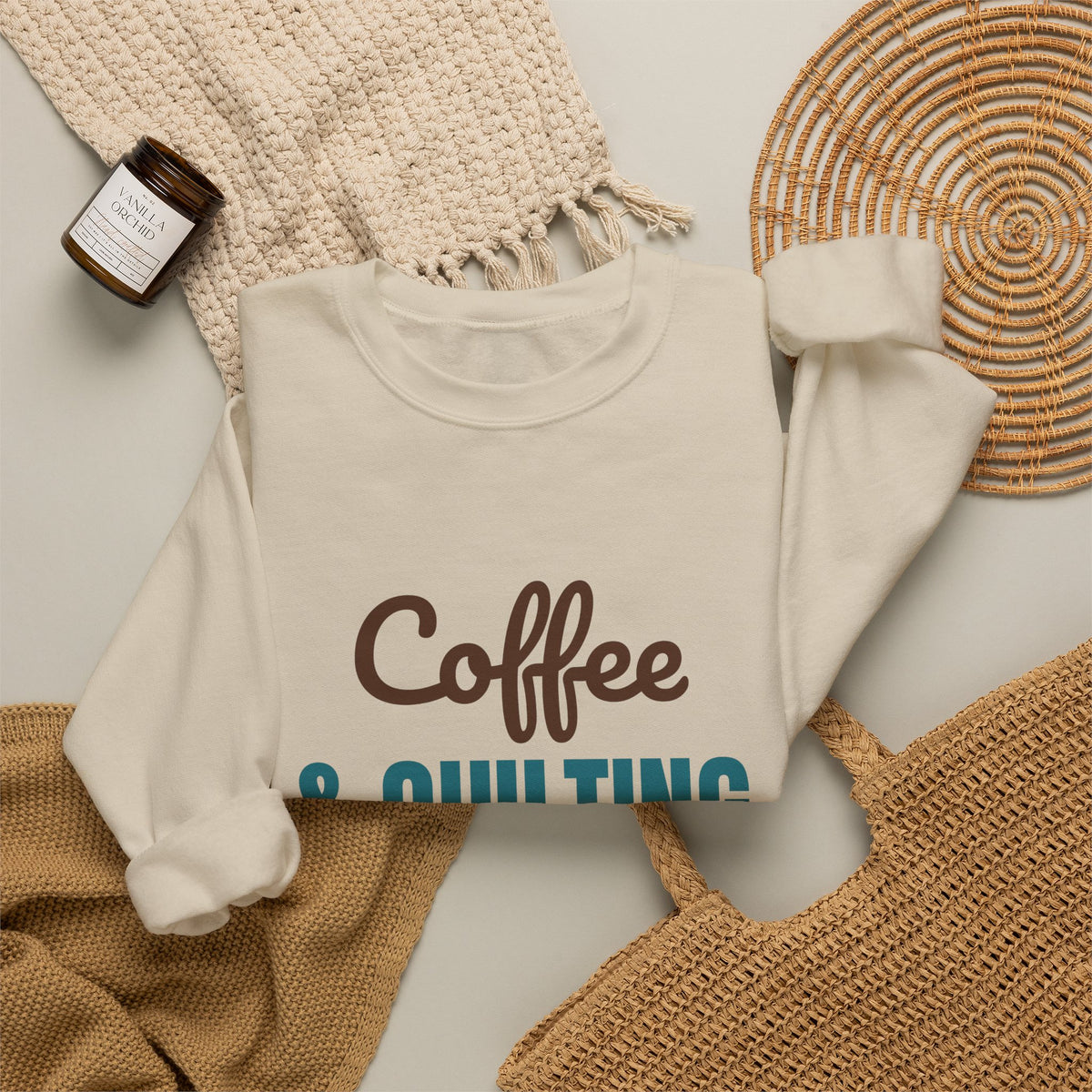 Coffee and Quilting Sew Happy Sweatshirt, Quilting Crewneck, Quilter Gift