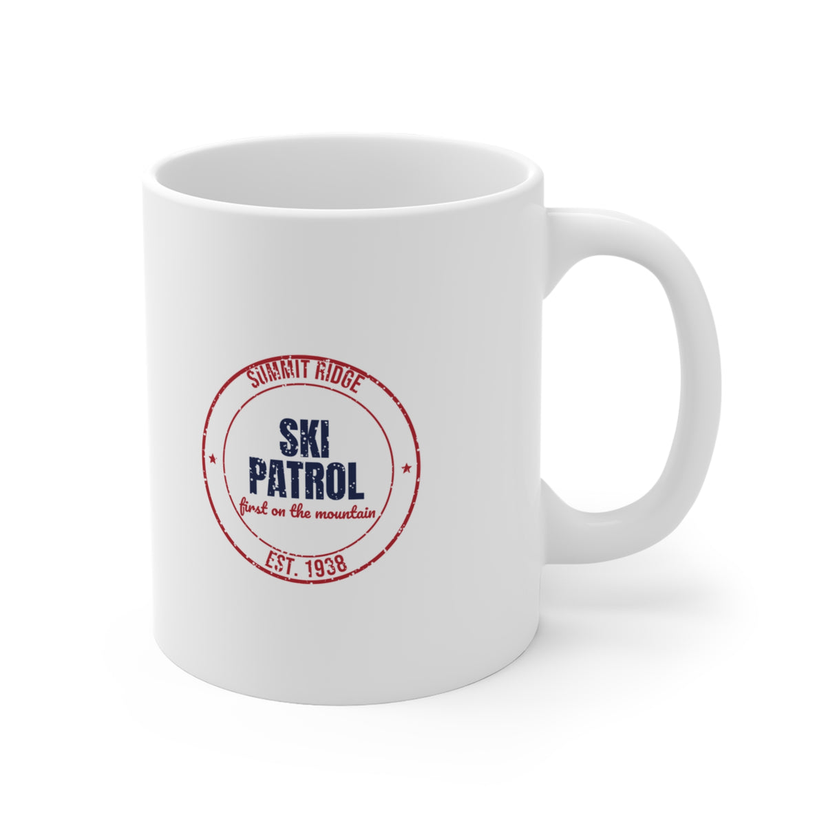 Summit Ridge Ski Patrol Est. 1938 Mug, Vintage Ski Coffee Mug 11oz lifestyle